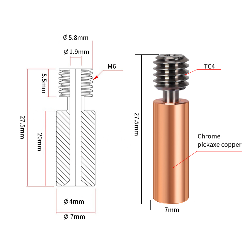 Bimetal CR10 Heatbreak Titaniu - Btt Skr Mini 评论和价格