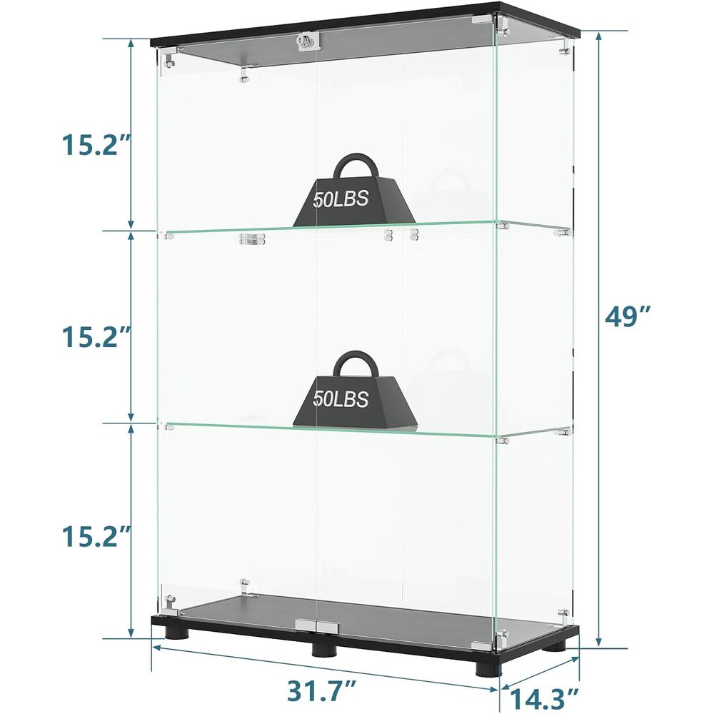 Glass Display Cabinet with 3-S - Glass Bed 评论和价格